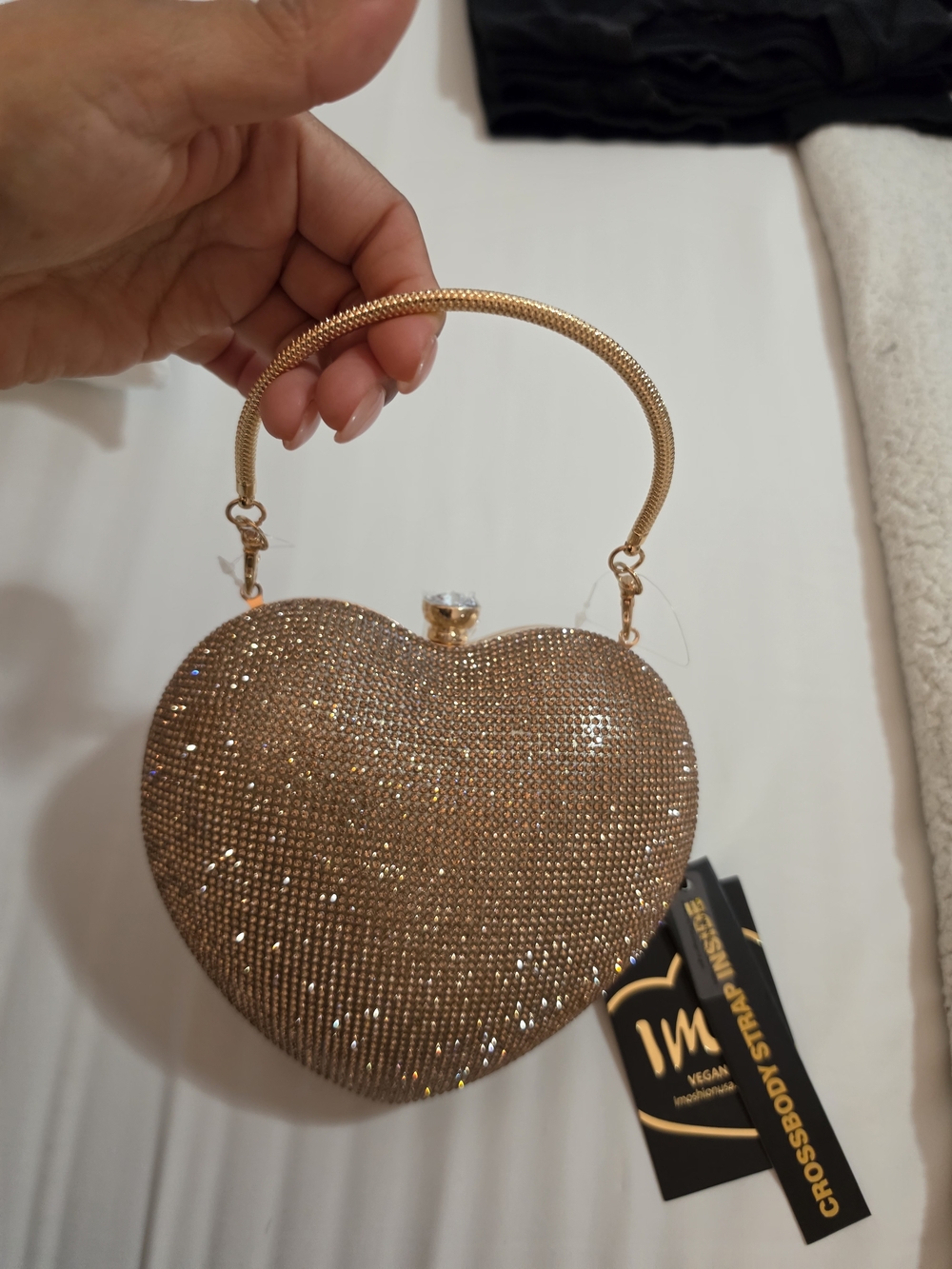 Gold Heart Crystal Evening Bag – Elegant Women's Clutch